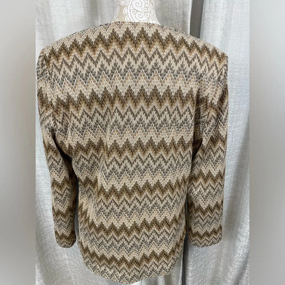 Alfred Dunner Chevron Blazer Jacket Women’s 14 Gold Metallic Accents